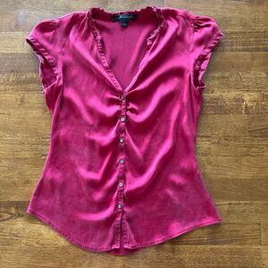 Whimsical Y2K Romantic Silk Blouse - Express Design Studio - Size Medium